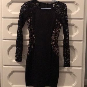 Long sleeve black lace dress